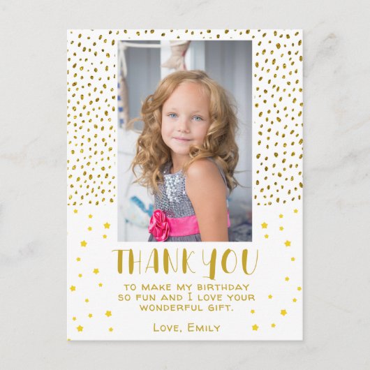 Gouden sterren nep glitters verjaardag kinderen me briefkaart (Voorkant)