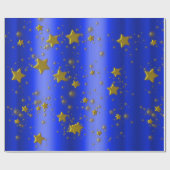 Gouden sterren op blauw cadeaupapier (Vlak)