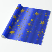 Gouden sterren op blauw cadeaupapier (Uitgerold)