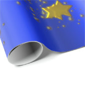 Gouden sterren op blauw cadeaupapier (Rol Hoek)