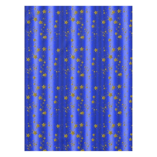 Gouden sterren op blauw kerstfeest tafelkleed (Voorkant)