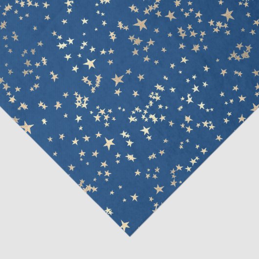 gouden sterren op blauwe achtergrond tissuepapier (Detail)