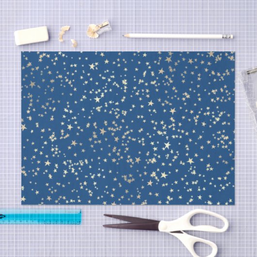 gouden sterren op blauwe achtergrond tissuepapier (Craft)