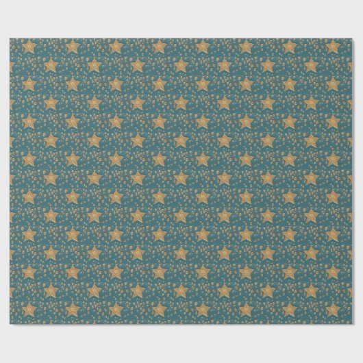 Gouden sterren op Blue Night Sky Pattern Elegant Cadeaupapier (Vlak)