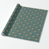 Gouden sterren op Blue Night Sky Pattern Elegant Cadeaupapier (Uitgerold)