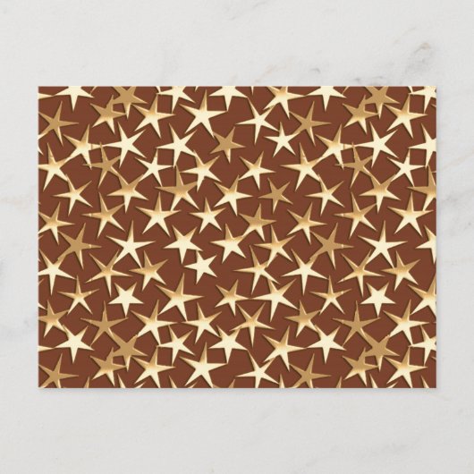 Gouden sterren op chocoladebruin briefkaart (Voorkant)