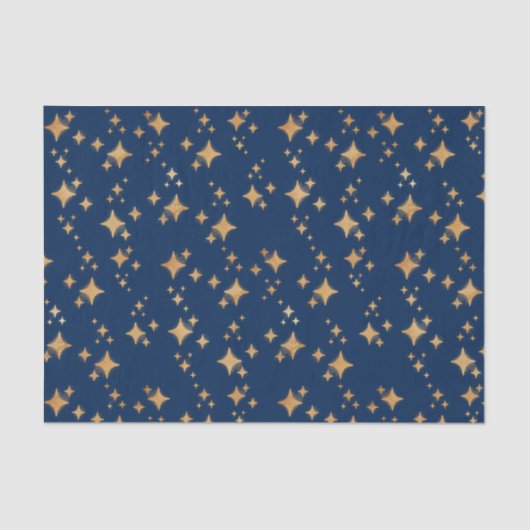 Gouden sterren op donkerblauwe achtergrond tissuepapier (Voorkant)