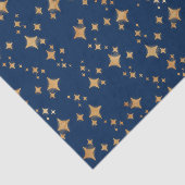 Gouden sterren op donkerblauwe achtergrond tissuepapier (Detail)