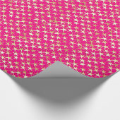 Gouden sterren op fuchsia roze cadeaupapier (Hoek)