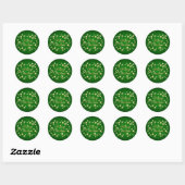 Gouden sterren op groene damast Vrolijk kerstfeest Ronde Sticker (Vel)