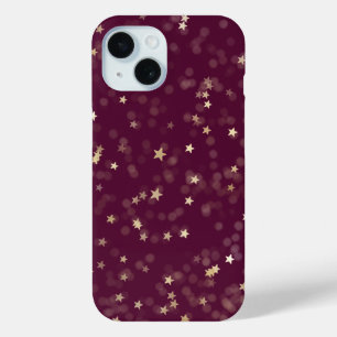 Gouden sterren op Maroon iPhone 15 Case