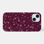 Gouden sterren op Maroon iPhone 15 Case (Achterkant horizontaal)