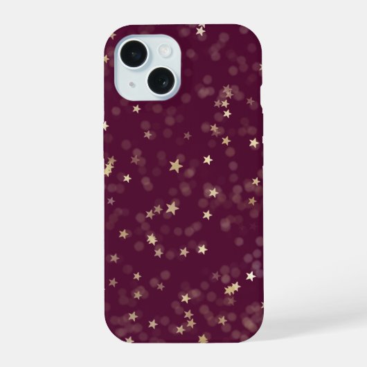 Gouden sterren op Maroon iPhone 15 Case (Achterkant)