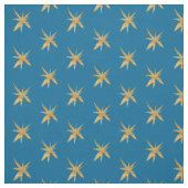 Gouden sterren op middelblauw stof (Swatch)