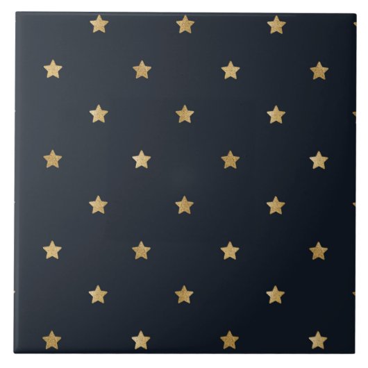 Gouden sterren op middernacht zwart tegeltje (Voorkant)