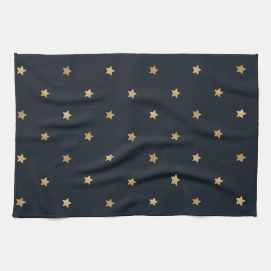 Gouden sterren op middernacht zwart theedoek (Horizontaal)
