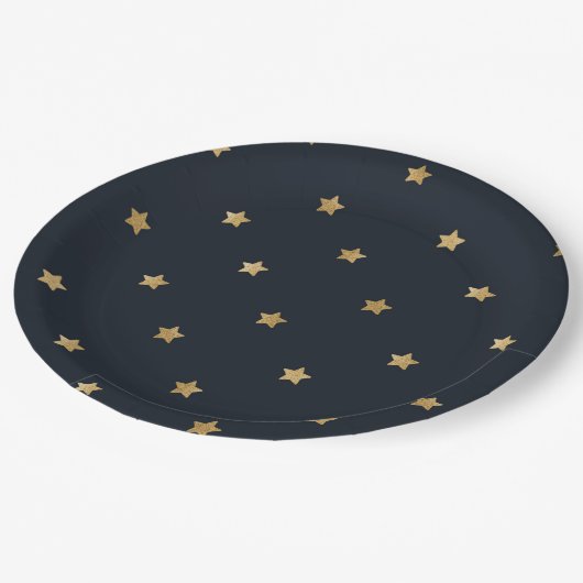 Gouden sterren op Midnight Black Papieren Bordje (Gekanteld)