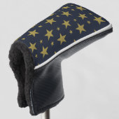 Gouden sterren op Navy Blue - Elegant en tijdloos Golfheadcover (3/4 voorkant)