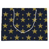 Gouden sterren op Navy Blue - Elegant en tijdloos Groot Cadeauzakje (Voorkant)