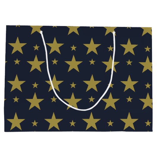 Gouden sterren op Navy Blue - Elegant en tijdloos Groot Cadeauzakje (Achterkant)
