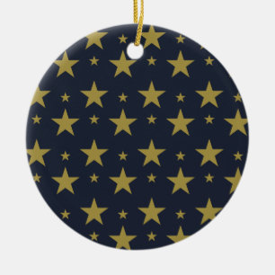 Gouden sterren op Navy Blue - Elegant en tijdloos Keramisch Ornament