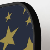 Gouden sterren op Navy Blue - Elegant en tijdloos Pickleball Paddle (Links Detail)