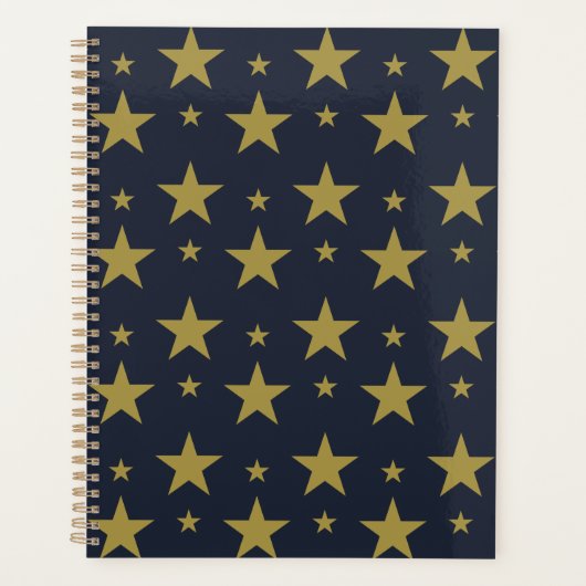 Gouden sterren op Navy Blue - Elegant en tijdloos Planner (Voorkant)