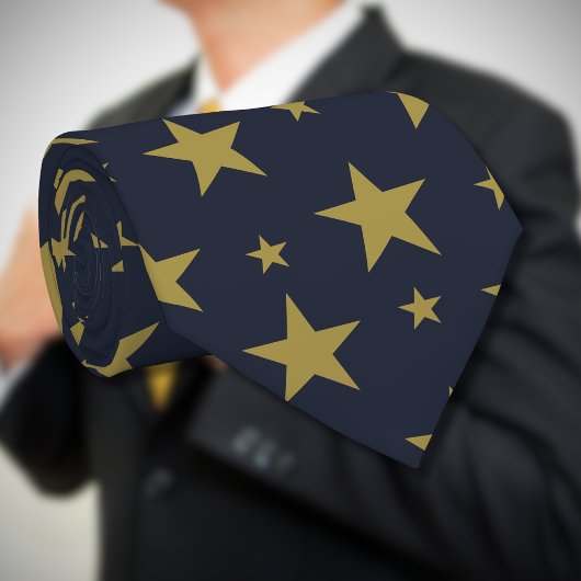 Gouden sterren op Navy Blue - Elegant en tijdloos Stropdas