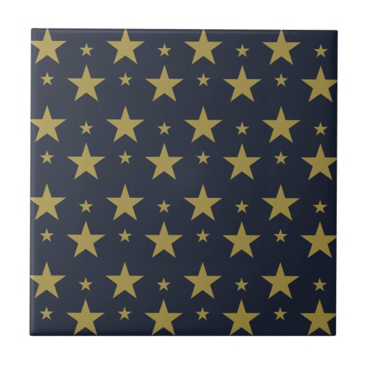 Gouden sterren op Navy Blue - Elegant en tijdloos Tegeltje (Voorkant)