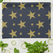 Gouden sterren op Navy Blue - Elegant en tijdloos Theedoek (Gevouwen)
