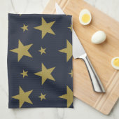 Gouden sterren op Navy Blue - Elegant en tijdloos Theedoek (Quarter Fold)
