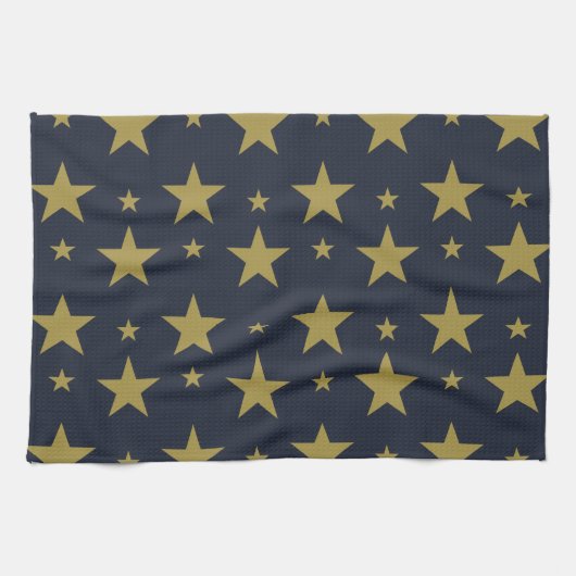 Gouden sterren op Navy Blue - Elegant en tijdloos Theedoek (Horizontaal)