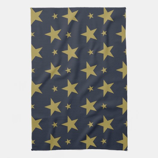 Gouden sterren op Navy Blue - Elegant en tijdloos Theedoek (Verticaal)