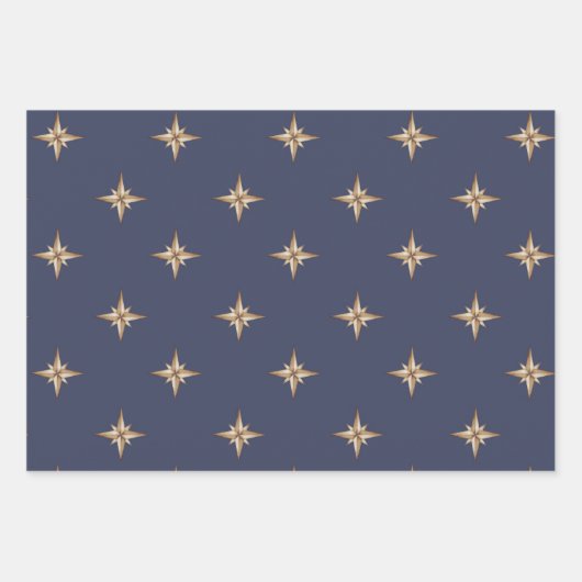Gouden sterren op Navy Blue Inpakpapier Vel (Voorkant 3)