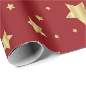 Gouden sterren op rode achtergrond cadeaupapier (Rol Hoek)