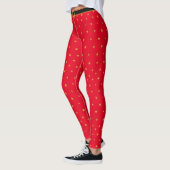 Gouden sterren op rood leggings (Links)