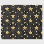Gouden sterren op zwart van Natasha Us Cadeaupapier (Vlak)