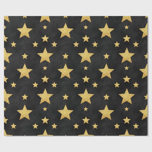 Gouden sterren op zwart van Natasha Us Cadeaupapier (Vlak)