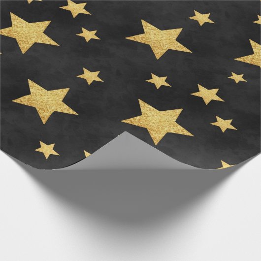 Gouden sterren op zwart van Natasha Us Cadeaupapier (Hoek)