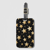 Gouden sterren op zwarte digitale kunst bagagelabel (Voorkant (verticaal))
