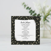 Gouden sterren op zwarte verjaardag uitnodigen kaart (Staand voorkant)