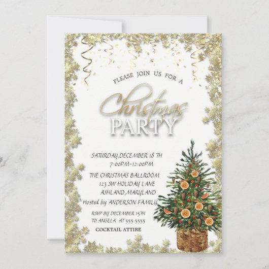 Gouden sterren, Oranje kerstfeestdag met kerstbome Kaart (Voorkant)