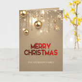 Gouden sterren, Ornamenten, vrolijk kerstfeest Kaart (Gele Bloem)