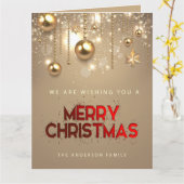 Gouden sterren, Ornamenten, vrolijk kerstfeest Kaart (Gele Bloem)