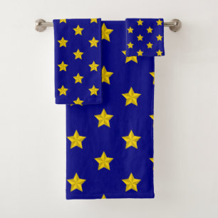 Gouden sterren patroon, marineblauw, exclusief bad handdoek