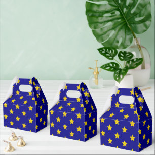 Gouden sterren patroon, marineblauw, exclusief bedankdoosjes