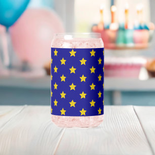 Gouden sterren patroon, marineblauw, exclusief blikvorm glas