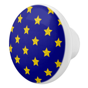 Gouden sterren patroon, marineblauw, exclusief keramische knop