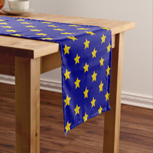Gouden sterren patroon, marineblauw, exclusief korte tafelloper