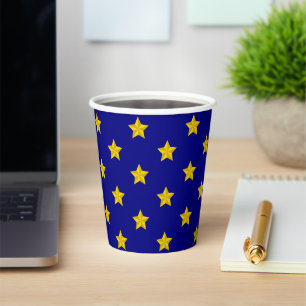 Gouden sterren patroon, marineblauw, exclusief papieren bekers